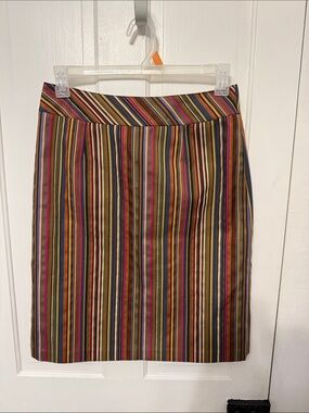 Cambridge Dry Goods Brown Multi-Stripe Pencil Skirt